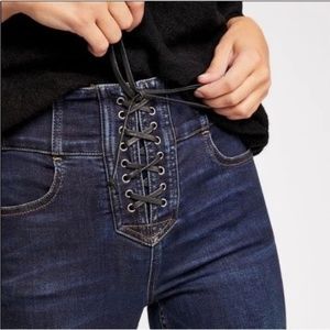 We The Free Dark Blue Lace-Up Skinny Jeans